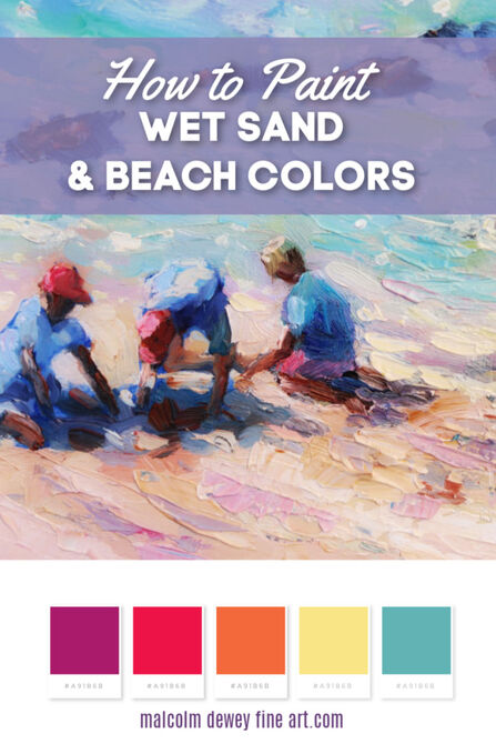 Color mixing tips for wet sand and beach colors.