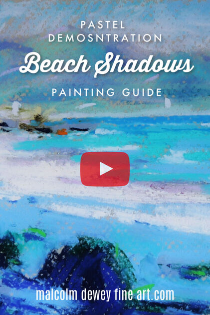 Pastel painting demonstration of a beach scene.