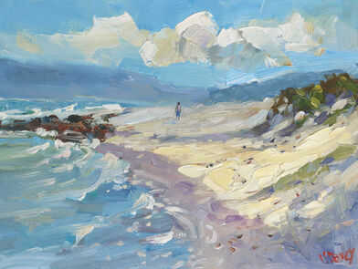 Shelly Beach oil painting by Malcolm Dewey