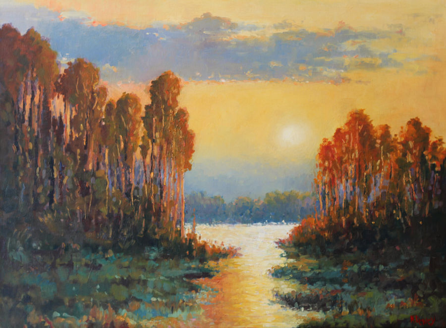 River Sunset oil painting by Malcolm Dewey