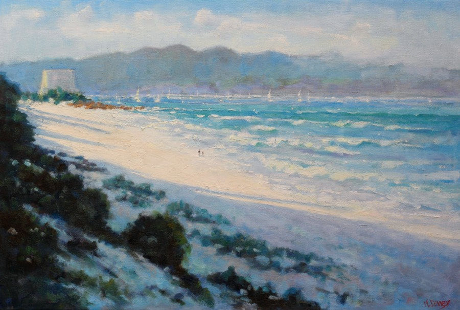 Sailing Day at Plettenberg Bay: oil painting by Malcolm Dewey