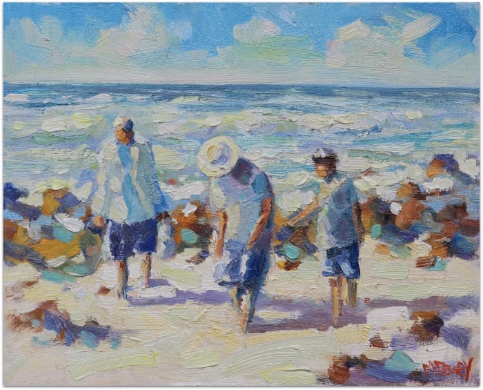 Shell Seekers oil painting by Malcolm Dewey