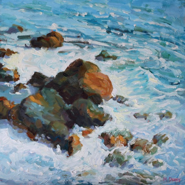 Waves, Rocks and Light oil painting by Malcolm Dewey