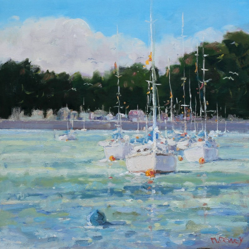 Yachts at Rest oil painting by Malcolm Dewey